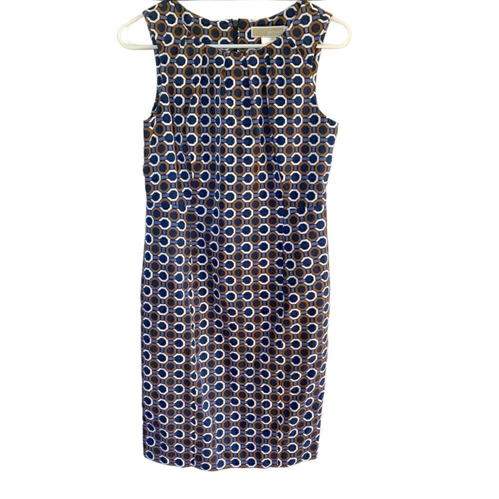 Michael Michael Kors hexagon design brown blue sleeveless size 4